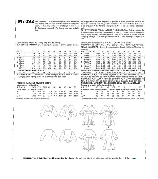 McCall's M7892 Size 6 to 22 Misses Tops & Dress Sewing Pattern, , hi-res, image 2
