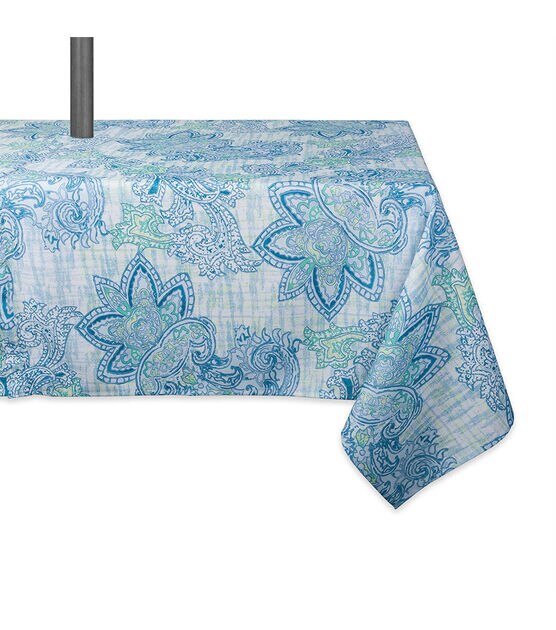 Design Imports Watercolor Paisley Outdoor Tablecloth with Zipper 120"