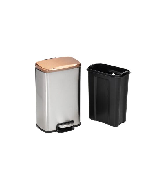 Honey Can Do 13.5" x 24" Rose Gold Stainless Steel Step Trash Cans 2ct, , hi-res, image 7