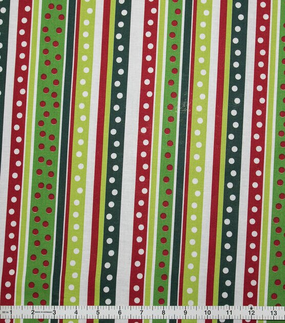 Dots & Stripes Christmas Cotton Fabric, , hi-res, image 1