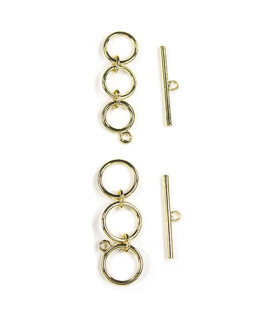 6pk Gold Metal Round Extension Toggle Clasps by hildie & jo
