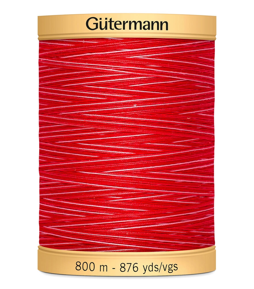 Gutermann Natural Cotton Thread 800M (876 Yards) Variegated Colors, Ruby Red, swatch