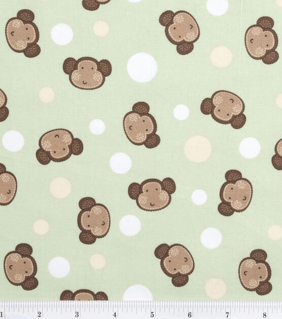 Monkey Dot Green Nursery Fabric