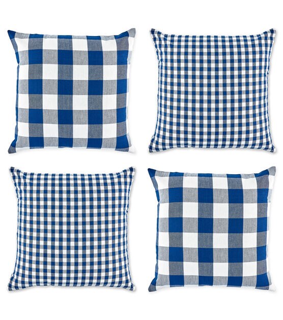 Design Imports Buffalo Check Set of 4 Pillow Covers Navy & White