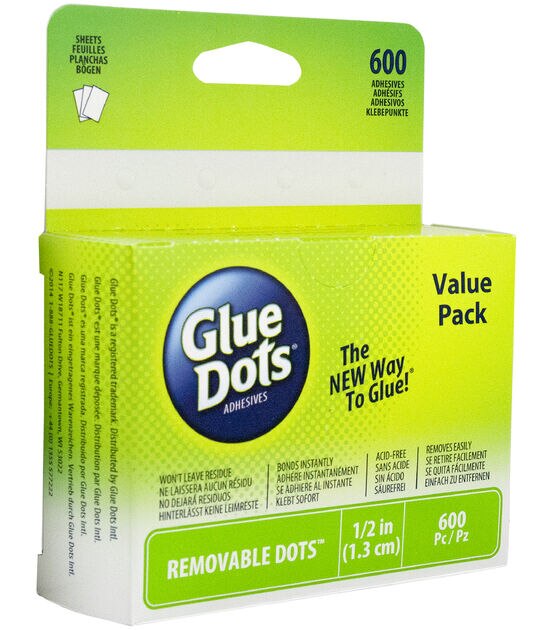 Glue Dots 1/2" Dots School Value Pack 600PK Removable, , hi-res, image 2