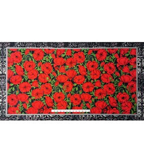 Let Nature Poppy Fabric Panel 12" x 9.5" remnants patchwork 100% cotton 