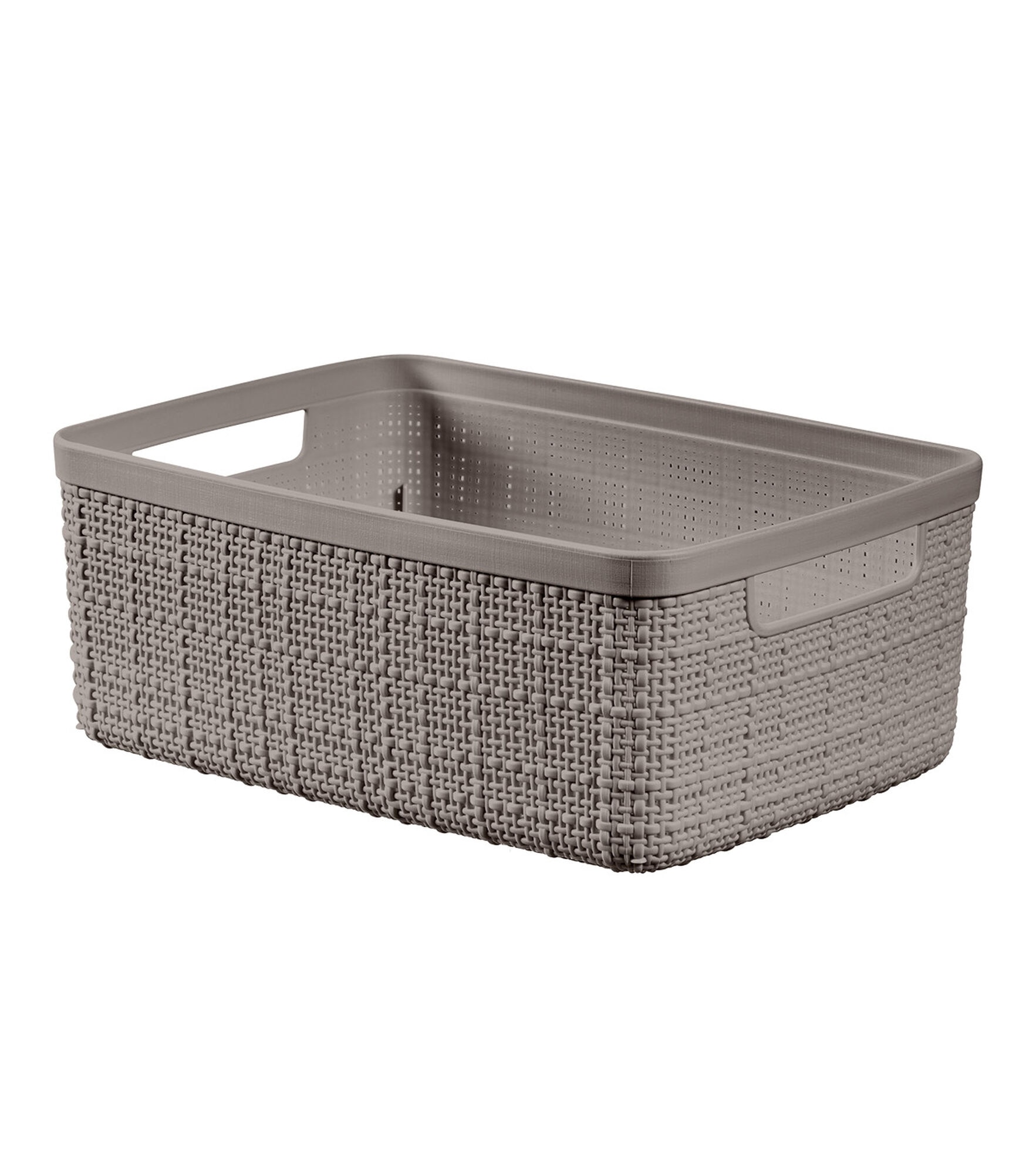 4.5 Liter Resin Basket With Cutout Handles, Cobblestone, hi-res