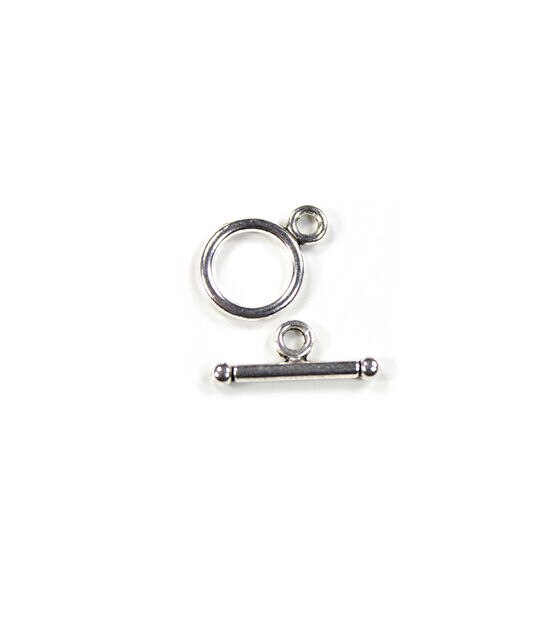 10mm Antique Silver Plain Metal Toggle Clasps 4pk by hildie & jo