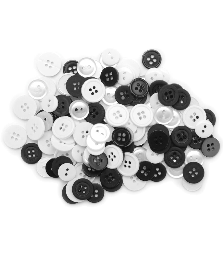 Favorite Findings 130ct Assorted Buttons, Black & White, swatch