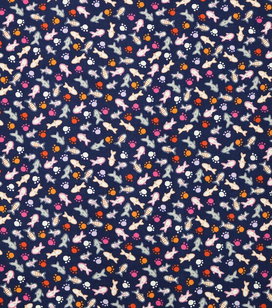Paw Prints And Fish Super Snuggle Flannel Fabric