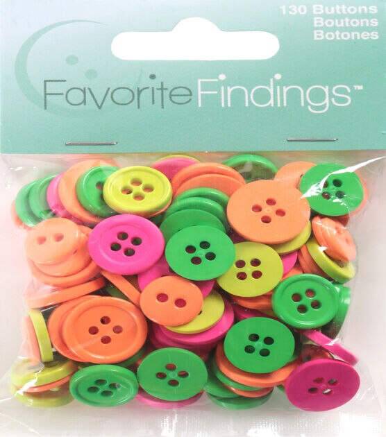 Favorite Findings White 1 3/8 4-Hole Big Buttons, 6 Pieces
