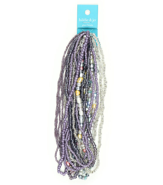 14" Purple Glass Multi Strand Seed Strung Beads by hildie & jo