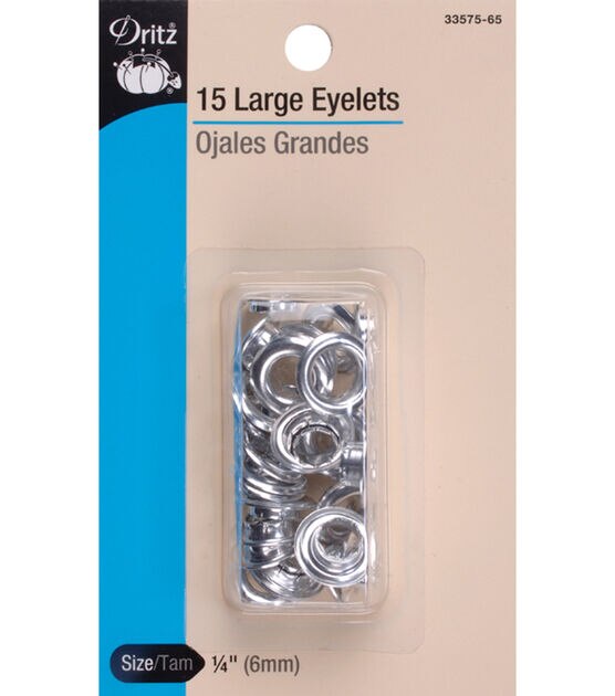 Dritz 1/4" Large Eyelets, 15 Sets, Nickel