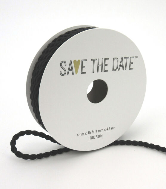 Save the Date 4mm x 15' Black Cord Ribbon