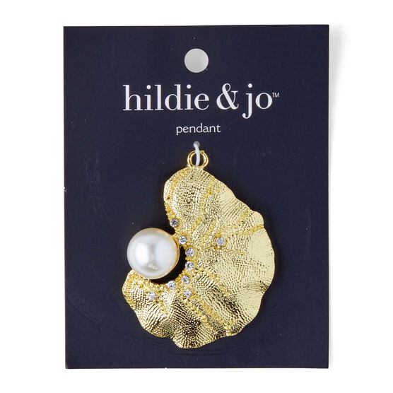 Gold Metal Biomorph With Pearl Pendant by hildie & jo