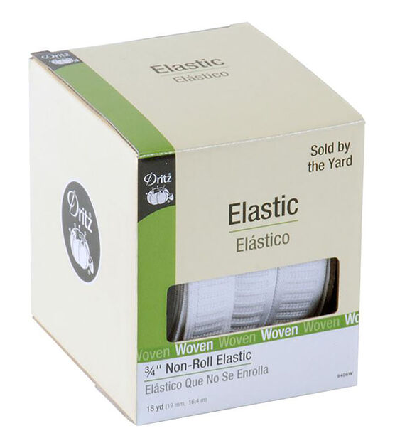 Dritz 3/4" Non-Roll Elastic, White, Sold by the Yard