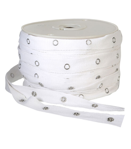 Snap Tape 3/4 Natural Cotton Twill Tape Beige, White or Black Silver Metal  Snaps Spaced 1 Apart by the Yard 12 Ligne Snap Fasteners 