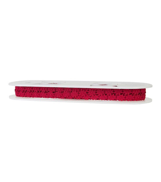 Wrights Mini Daisy Venice Lace Trim 0.5'' Red, , hi-res, image 3