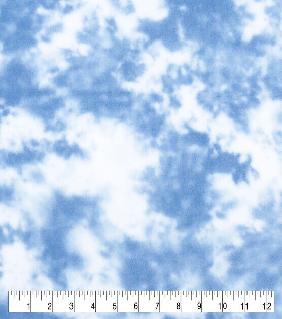 Light Blue & White Tie Dye Anti Pill Fleece Fabric, , hi-res, image 2