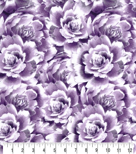 Purple Packed Flowers Quilt Cotton Fabric by Keepsake Calico
