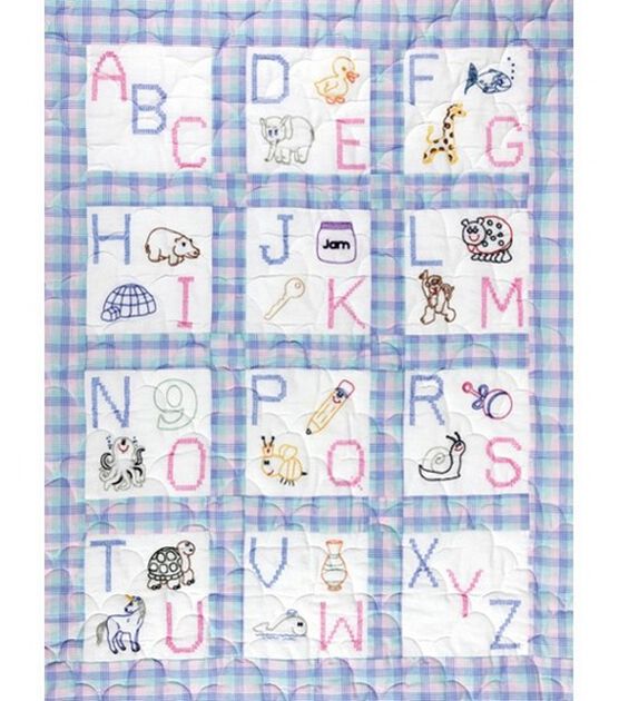 Jack Dempsey Needle Art 9" ABC Stamped Nursery Quilt Blocks 12pk