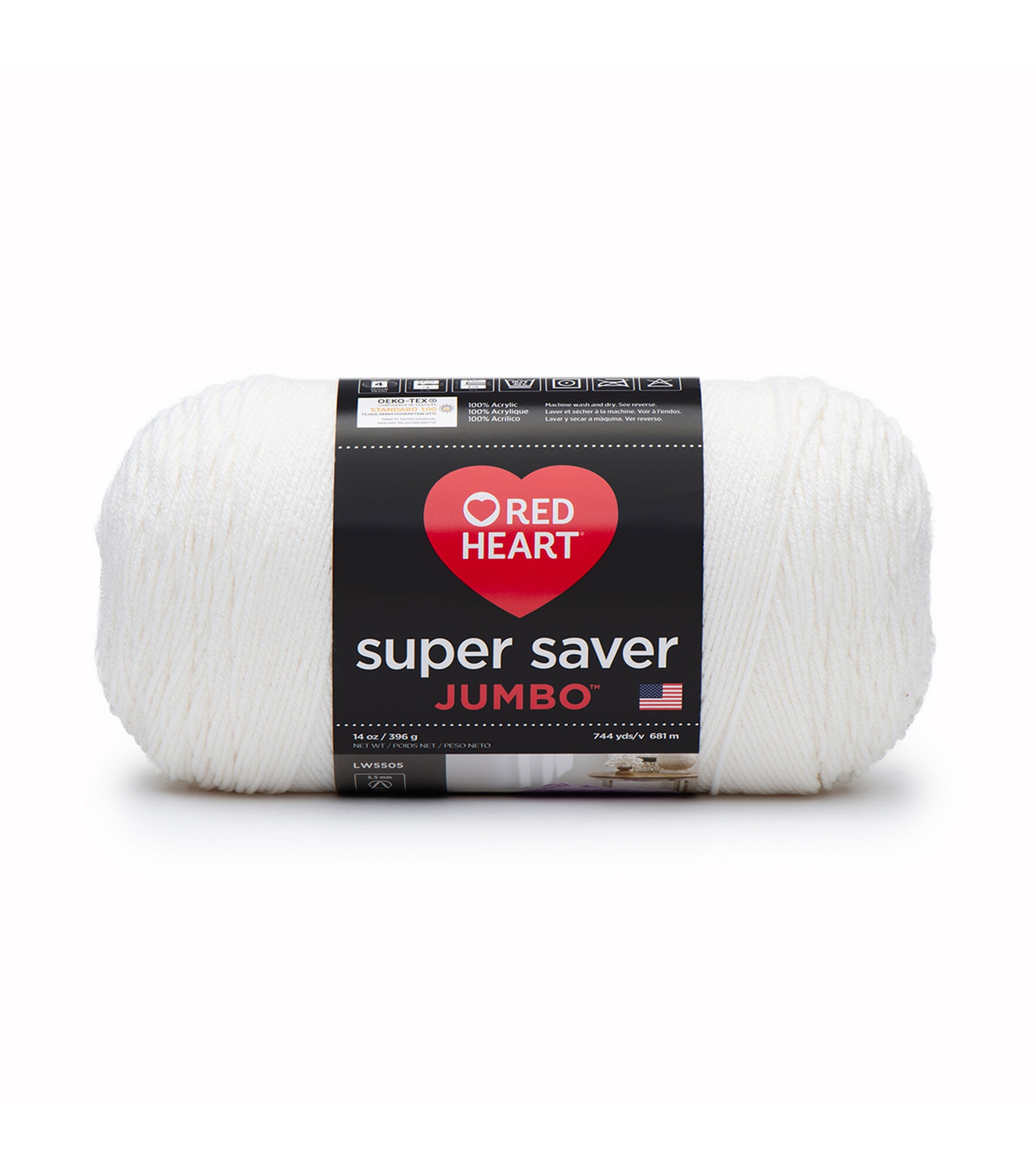 Red Heart Super Saver Jumbo 482-744yds Worsted Acrylic Yarn, White, hi-res