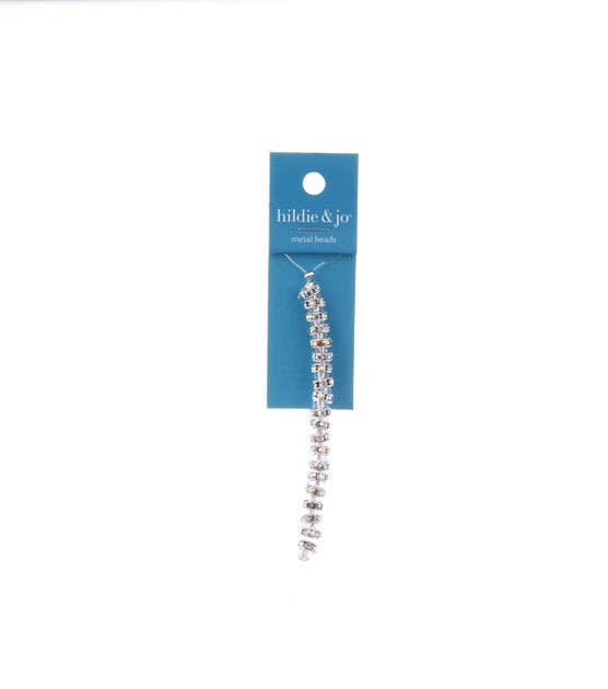 3" Silver Plated Metal Rhinestone Spacer Beads 18pk by hildie & jo