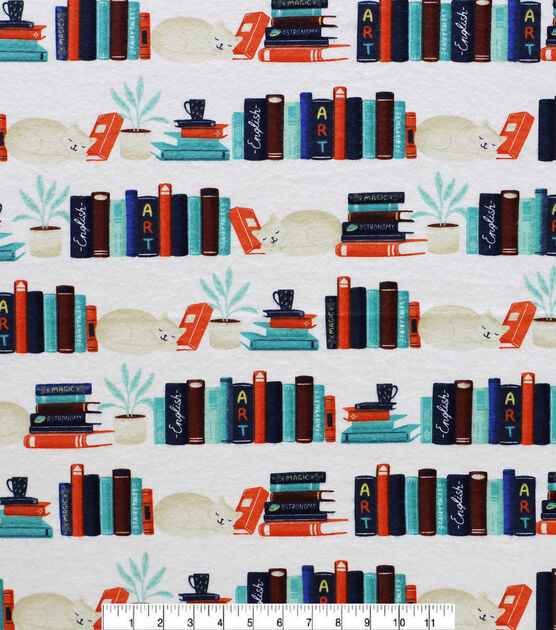 Cats & Books Super Snuggle Flannel Fabric, , hi-res, image 2
