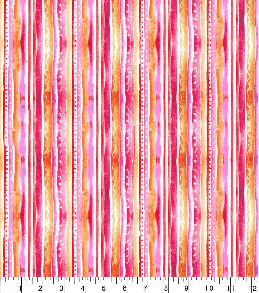 Fabric Traditions Watercolor Stripes Cotton Fabric by Keepsake Calico, Pink, swatch