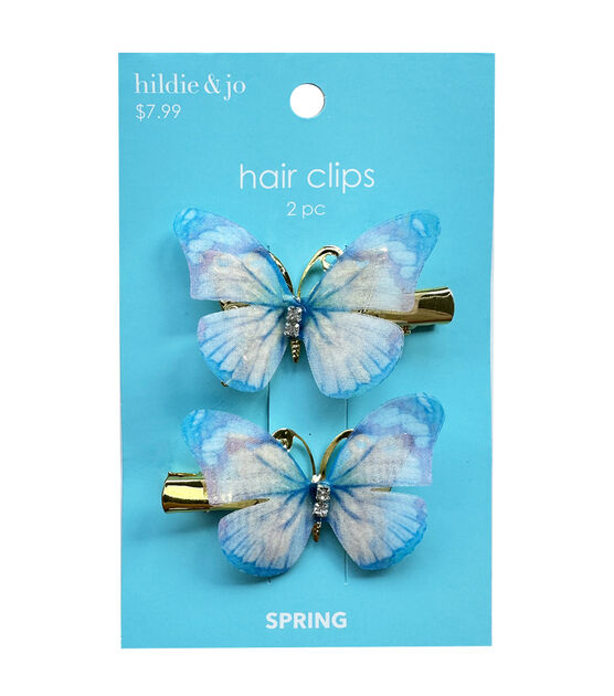 2ct Spring Blue Butterfly Hair Clips by hildie & jo