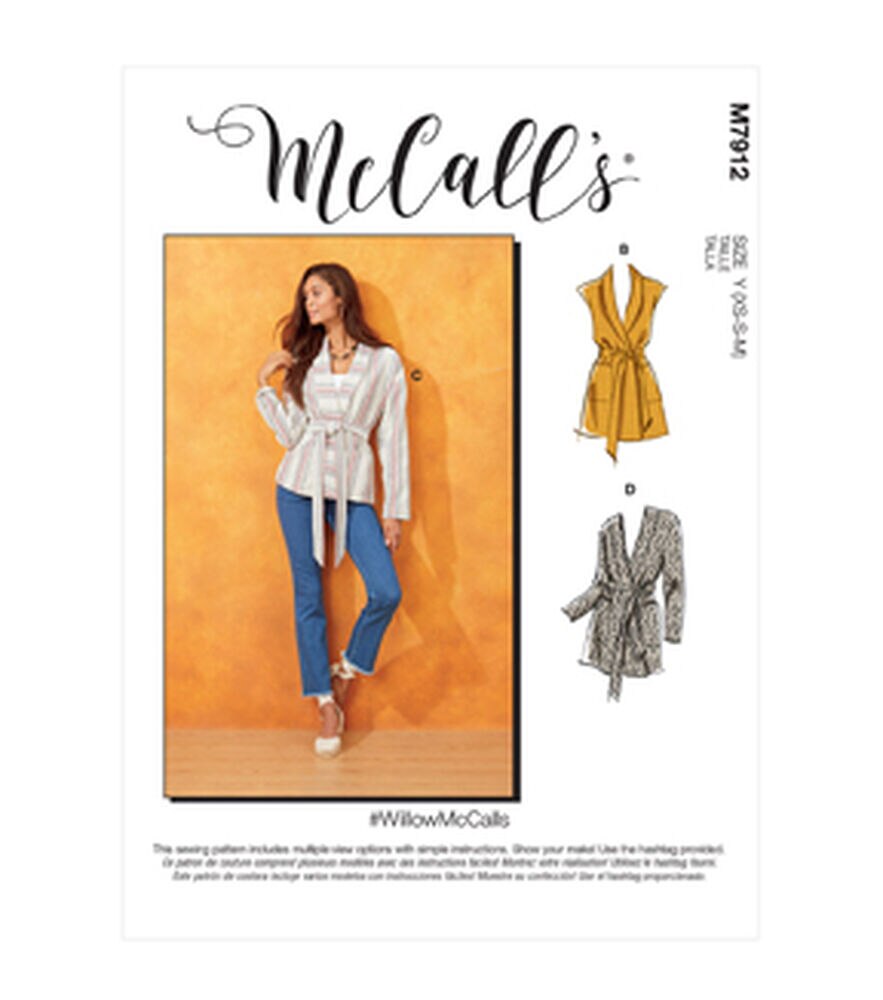 McCall's M7912 Size XS to 2XL Misses Jackets Sewing Pattern, Y (xs-S-M), swatch