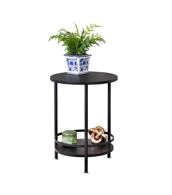 Honey Can Do 2 Tier Round Side Table Black