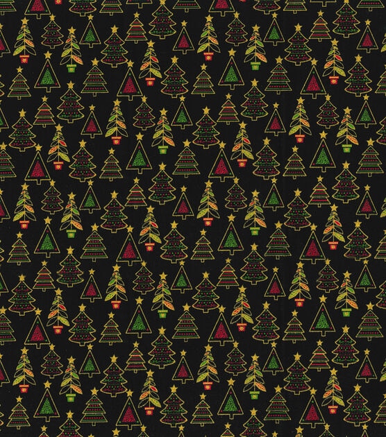 Fabric Traditions Trees Christmas Glitter Cotton Fabric
