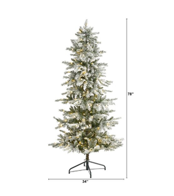 Nearly Natural 6.5' Pre Lit Flocked Nova Scotia Spruce Christmas Tree, , hi-res, image 2