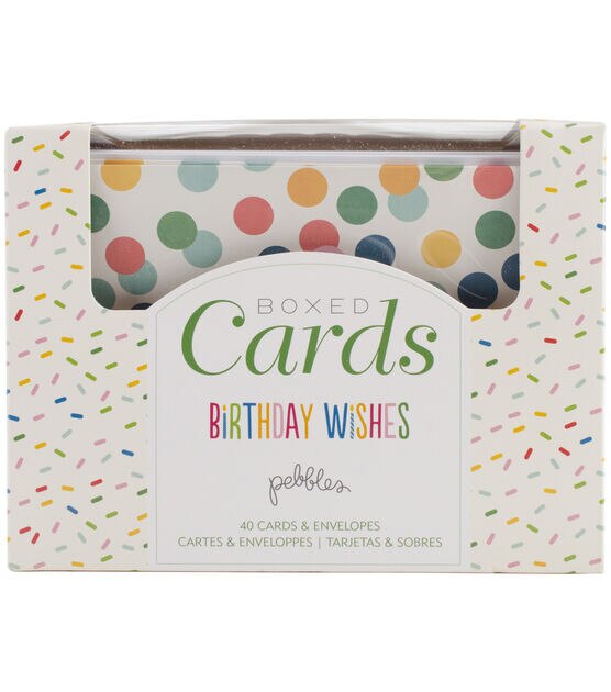 Pebbles A2 Cards with Envelopes 40/Box Birthday Wishes
