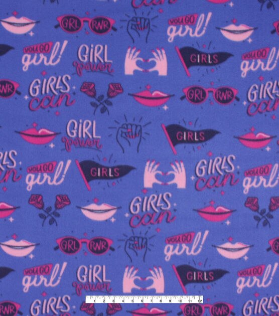 Girl Power Large Icons Blizzard Fleece Fabric, , hi-res, image 4