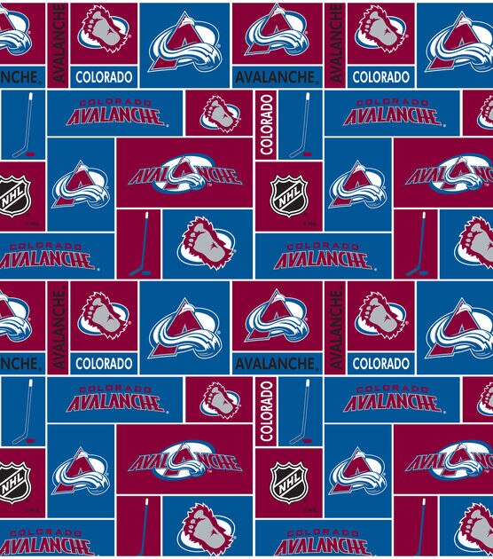 Colorado Avalanche Cotton Fabric Black