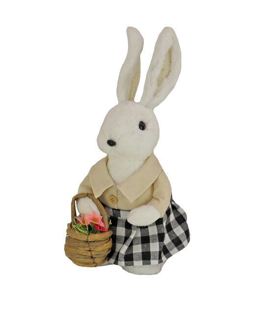 National Tree 12" White Bunny with Basket