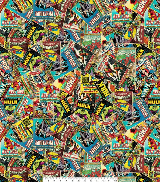 Marvel Comics Cotton Fabric  Retro Comic