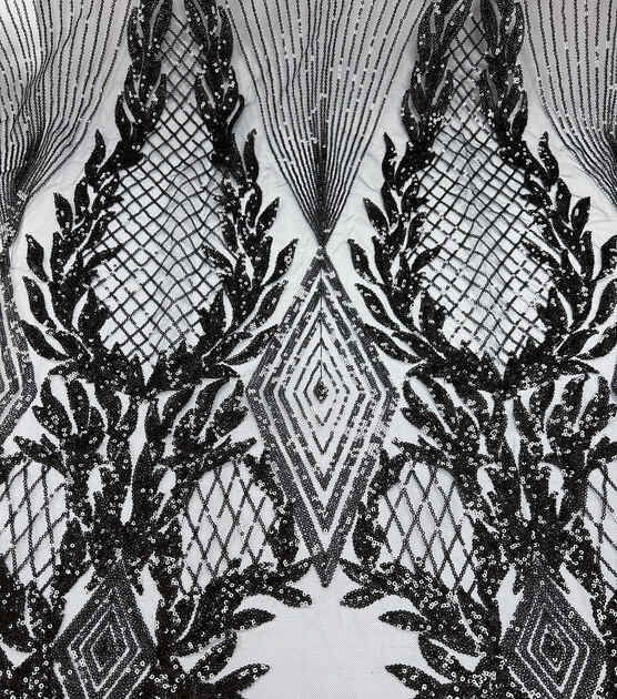 Tapestry Sequin Panel Black Mesh Fabric