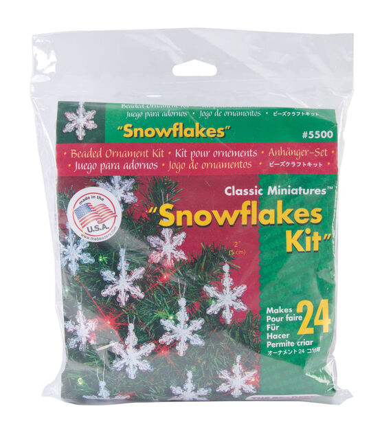Holiday Beaded Ornament Kit Mini Snowflakes 2" Makes 24