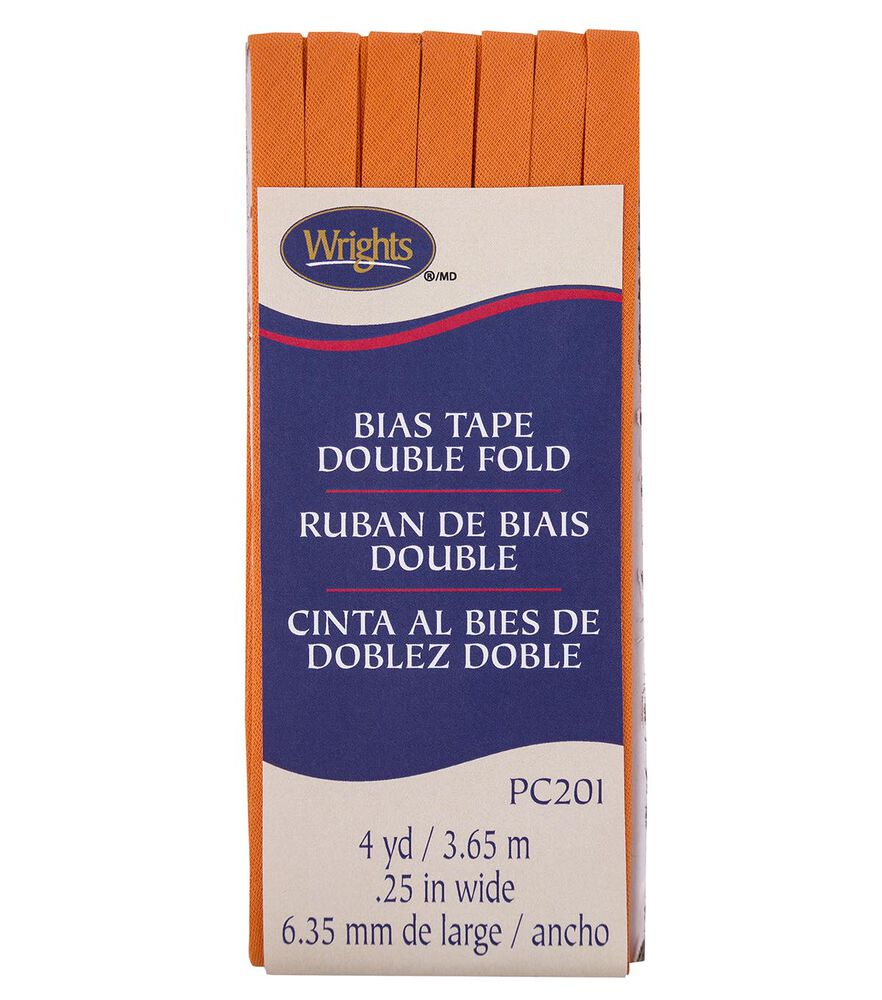 Wrights 1/4" x 4yd Double Fold Bias Tape, Orange Peel, swatch