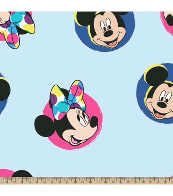 Disney Mickey Mouse Fleece Fabric Mickey & Minnie Fun Badges