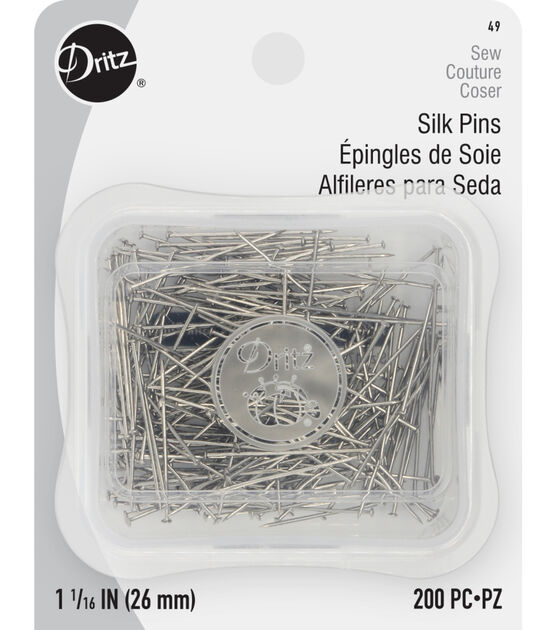 Dritz 1-1/16" Silk Pins, Nickel, 200 pc