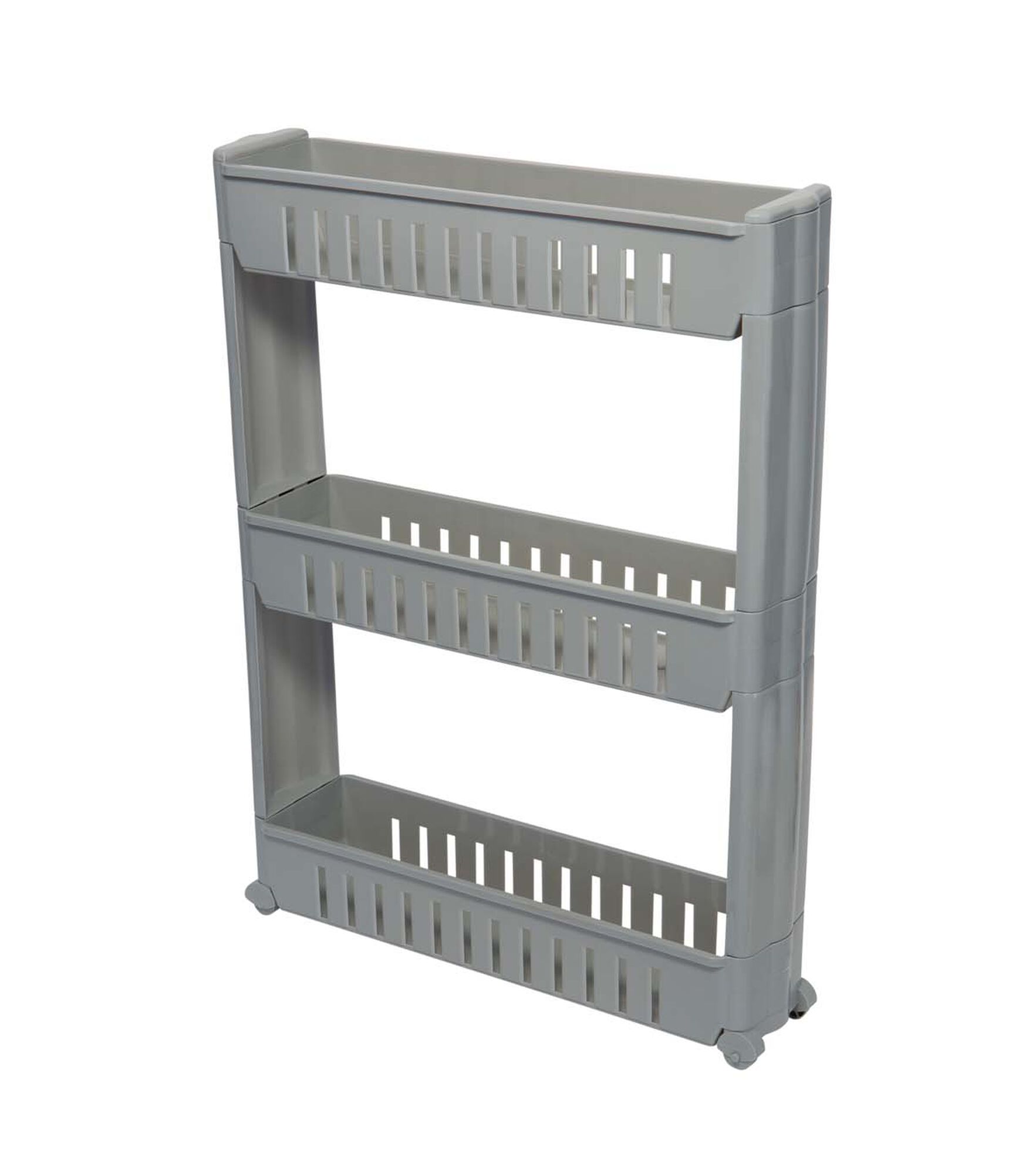 Simplify 21" x 5" Slim 3 Tier Slide Out Storage Cart, Gray, hi-res