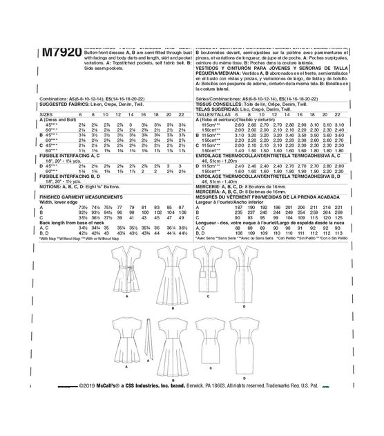 McCall's M7920 Size 6 to 14 Misses & Miss Dress & Belt Sewing Pattern, , hi-res, image 2