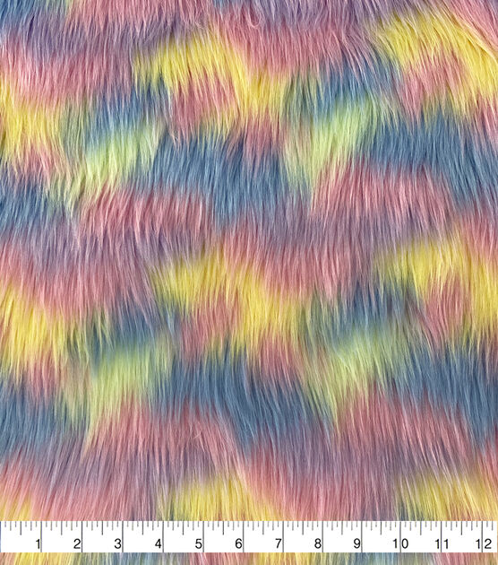 Pastel Rainbow Faux Fur Fleece Fabric | JOANN