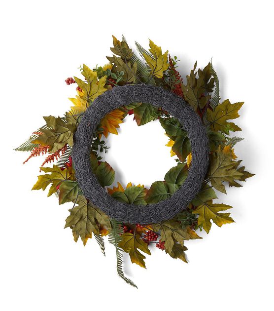 24" Fall Yellow Sunflower & Red Daisy Wreath by Bloom Room, , hi-res, image 3