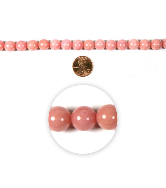 7" Pink Round Jade Stone Strung Beads by hildie & jo