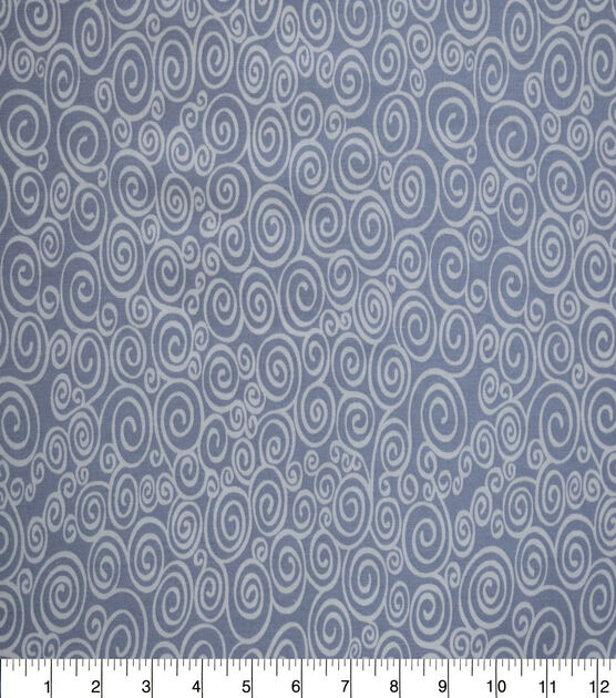 White Swirls on Brunnera Blue Quilt Cotton Fabric by Quilter's Showcase